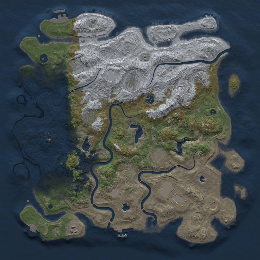 Rust Map: Procedural Map, Size: 4500, Seed: 5337101, 16 Monuments