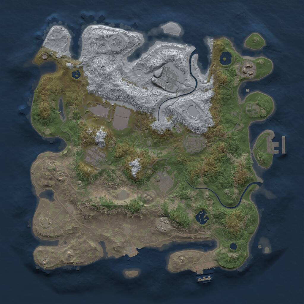 Rust Map: Procedural Map, Size: 3500, Seed: 698874653, 13 Monuments