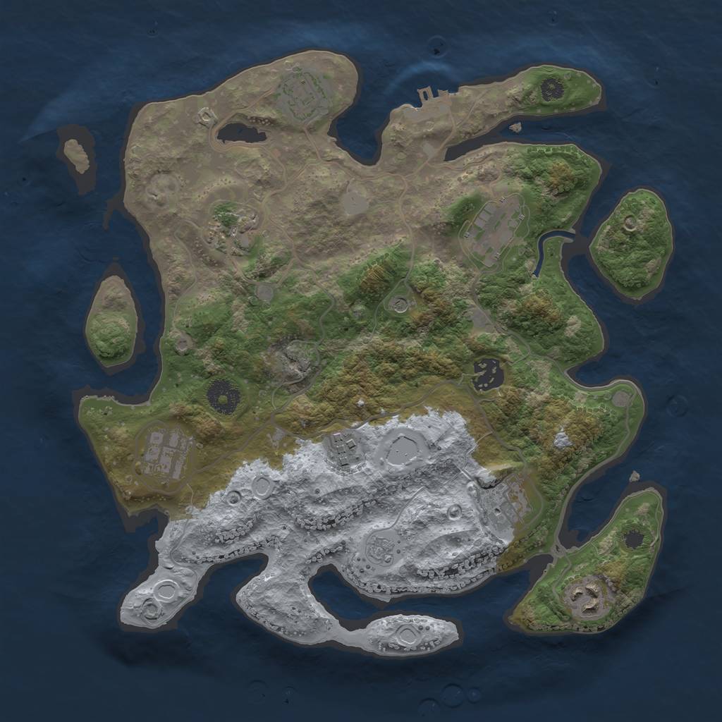 Rust Map: Procedural Map, Size: 3250, Seed: 4564417, 16 Monuments
