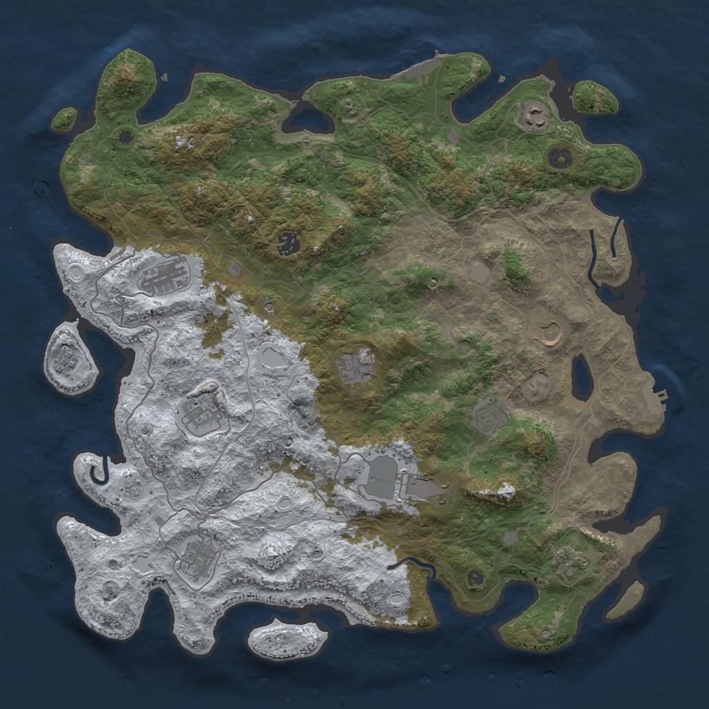 Rust Map: Procedural Map, Size: 4500, Seed: 13826, 20 Monuments