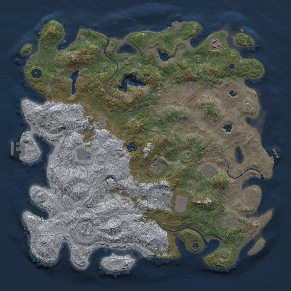 Rust Map: Procedural Map, Size: 4500, Seed: 13826, 16 Monuments
