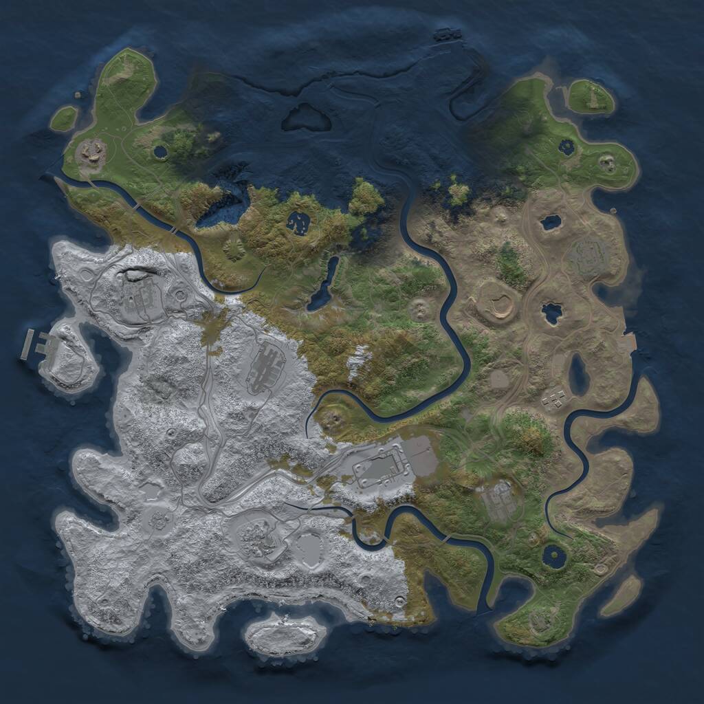 Rust Map: Procedural Map, Size: 4500, Seed: 13826, 16 Monuments