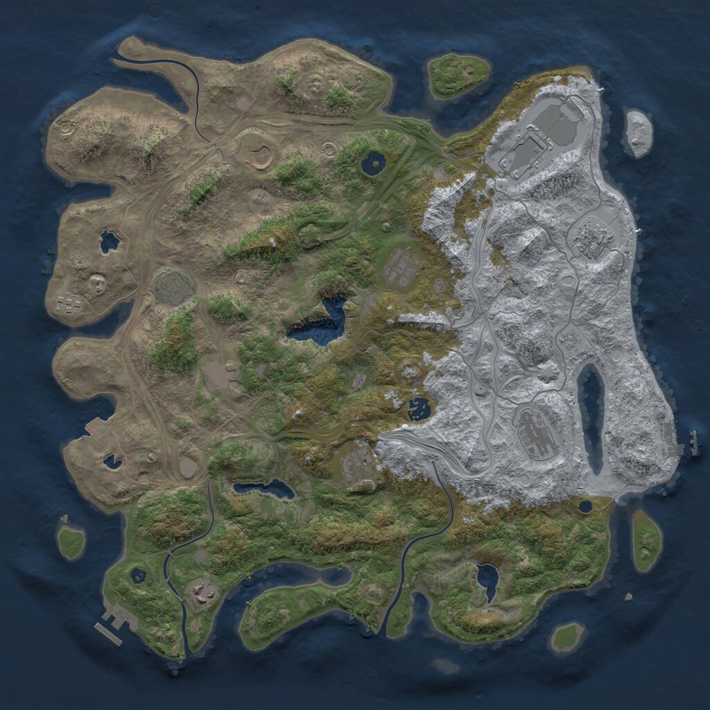 Rust Map: Procedural Map, Size: 4500, Seed: 2322155, 17 Monuments
