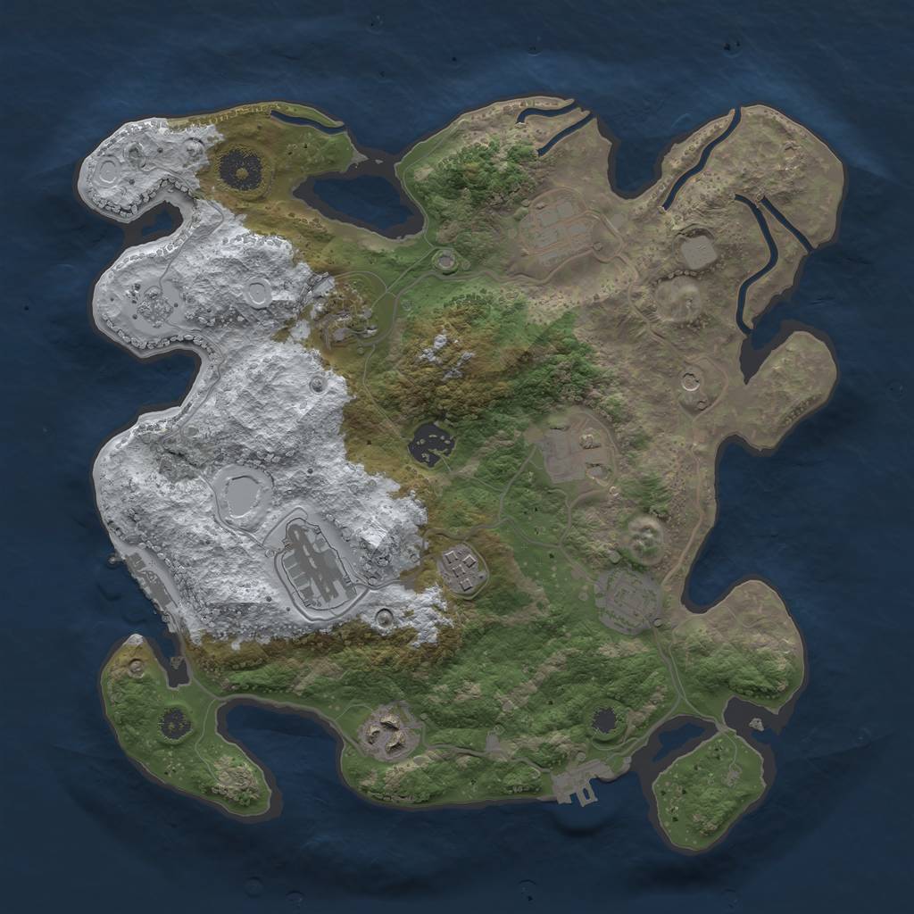 Rust Map: Procedural Map, Size: 3250, Seed: 4809053, 17 Monuments