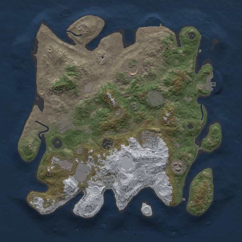Rust Map: Procedural Map, Size: 3500, Seed: 9001, 17 Monuments