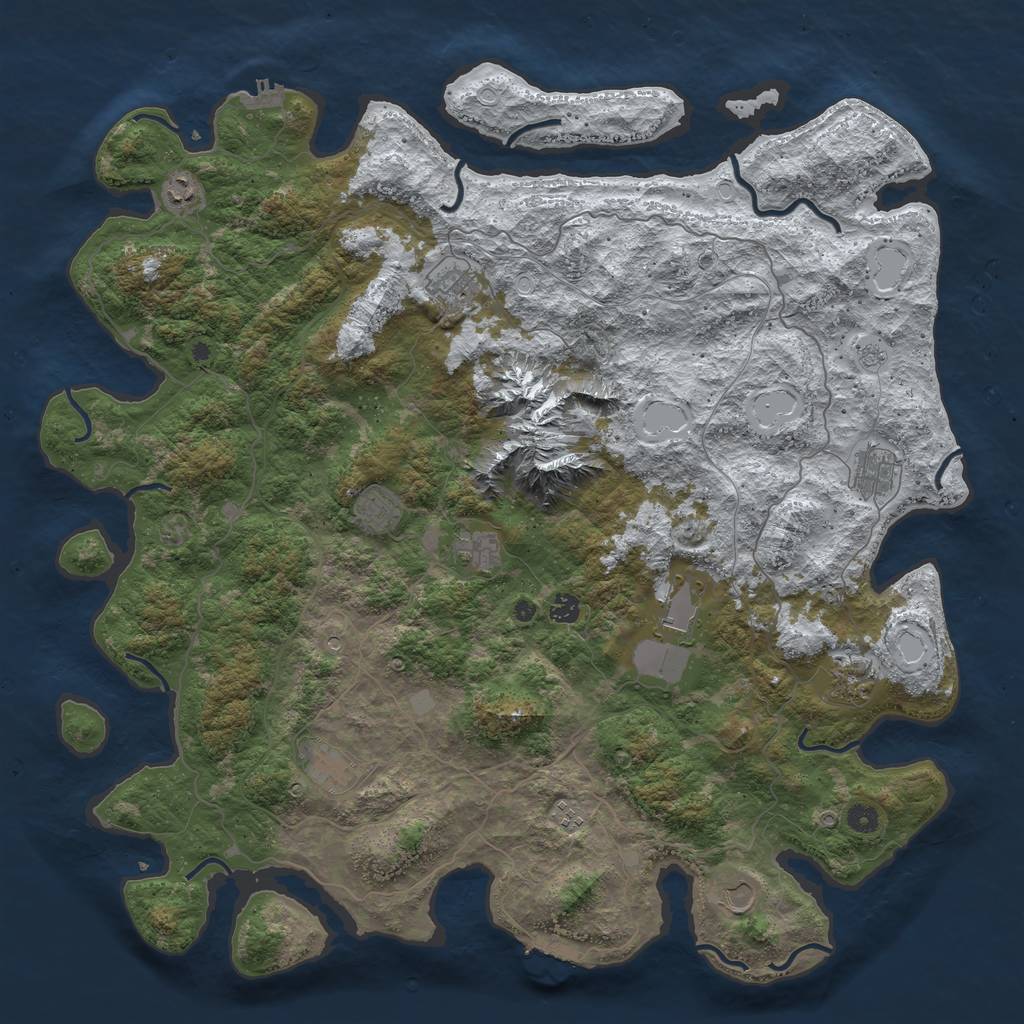 Rust Map: Procedural Map, Size: 5000, Seed: 730798717, 20 Monuments