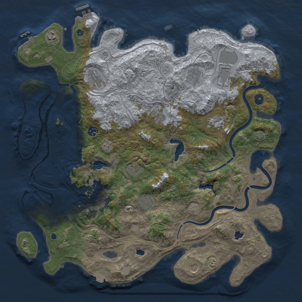 Rust Map: Procedural Map, Size: 4500, Seed: 1121831, 17 Monuments