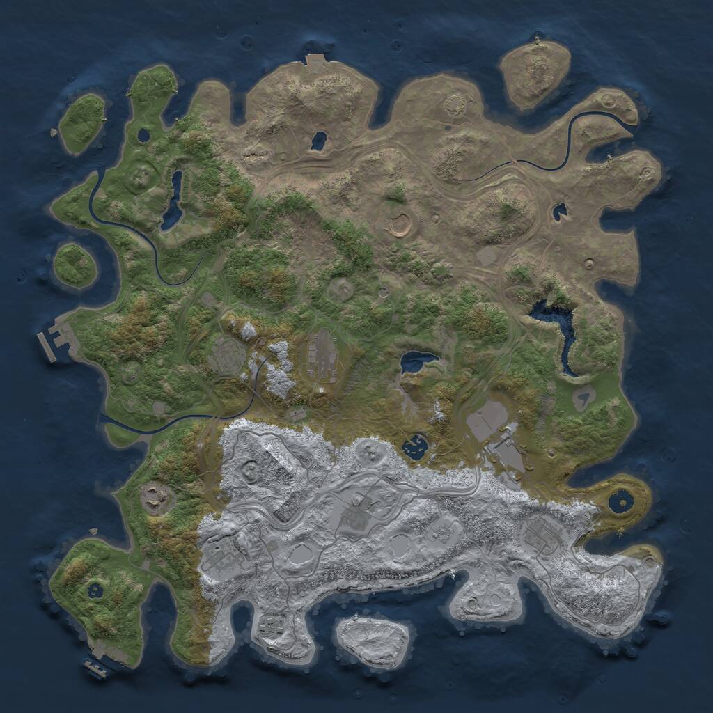 Rust Map: Procedural Map, Size: 4500, Seed: 6107011, 16 Monuments