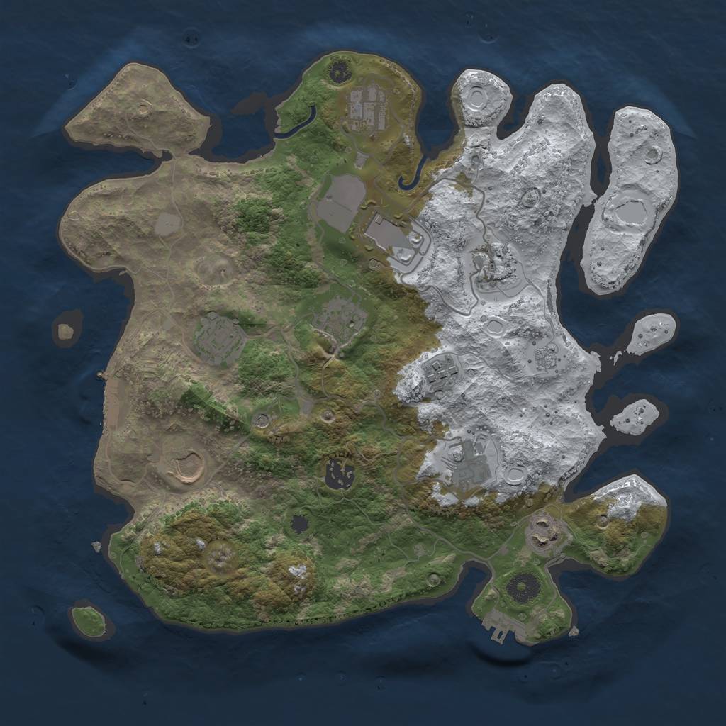 Rust Map: Procedural Map, Size: 3500, Seed: 429153, 19 Monuments