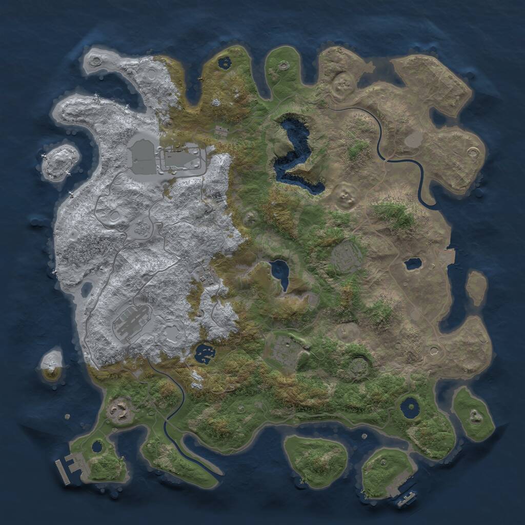 Rust Map: Procedural Map, Size: 4000, Seed: 1160, 13 Monuments