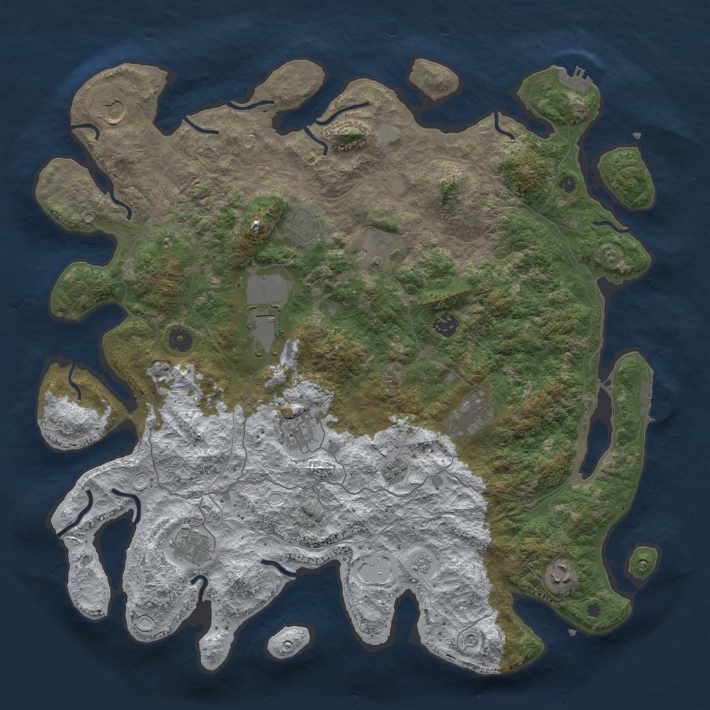 Rust Map: Procedural Map, Size: 4500, Seed: 4695039, 19 Monuments