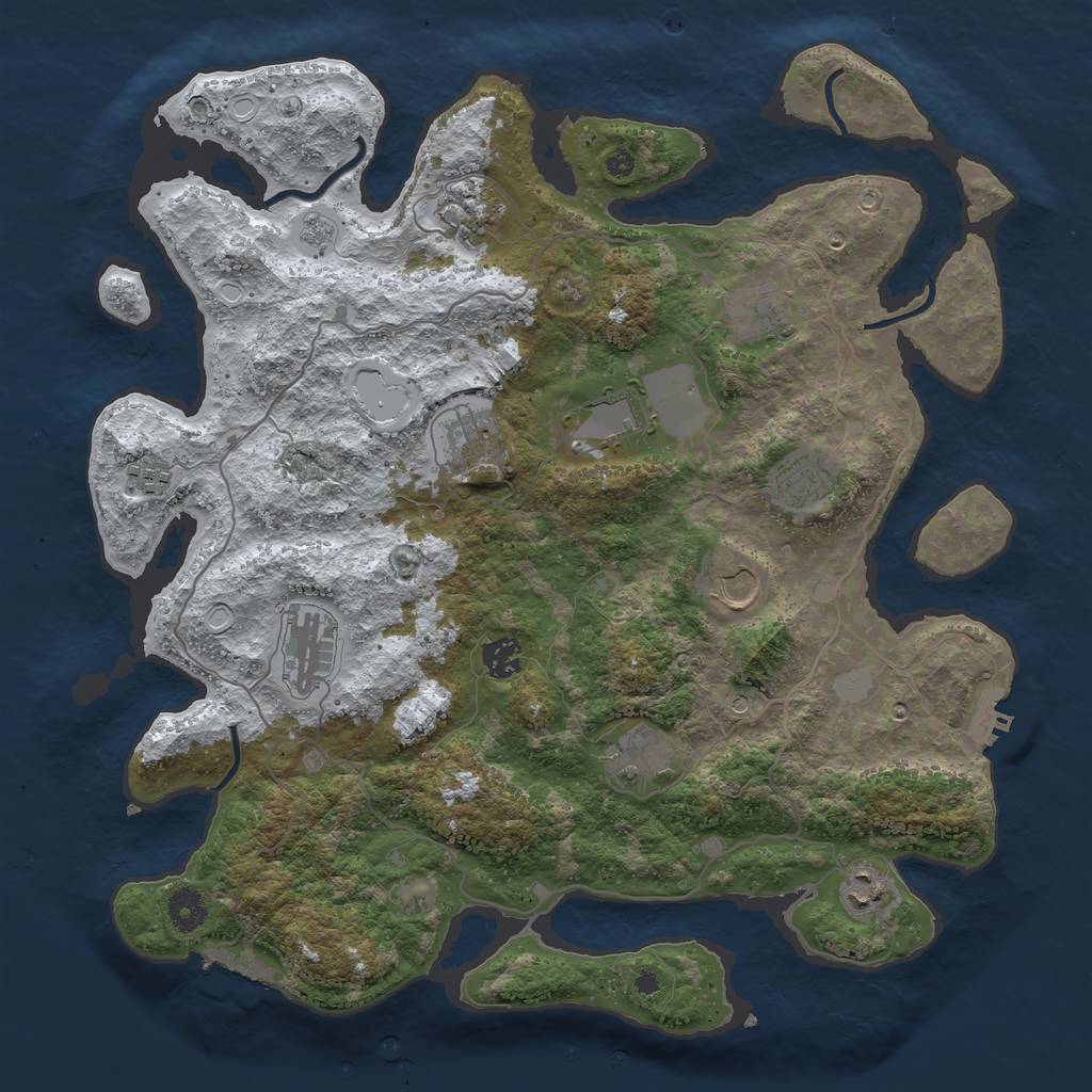 Rust Map: Procedural Map, Size: 4000, Seed: 474412118, 20 Monuments