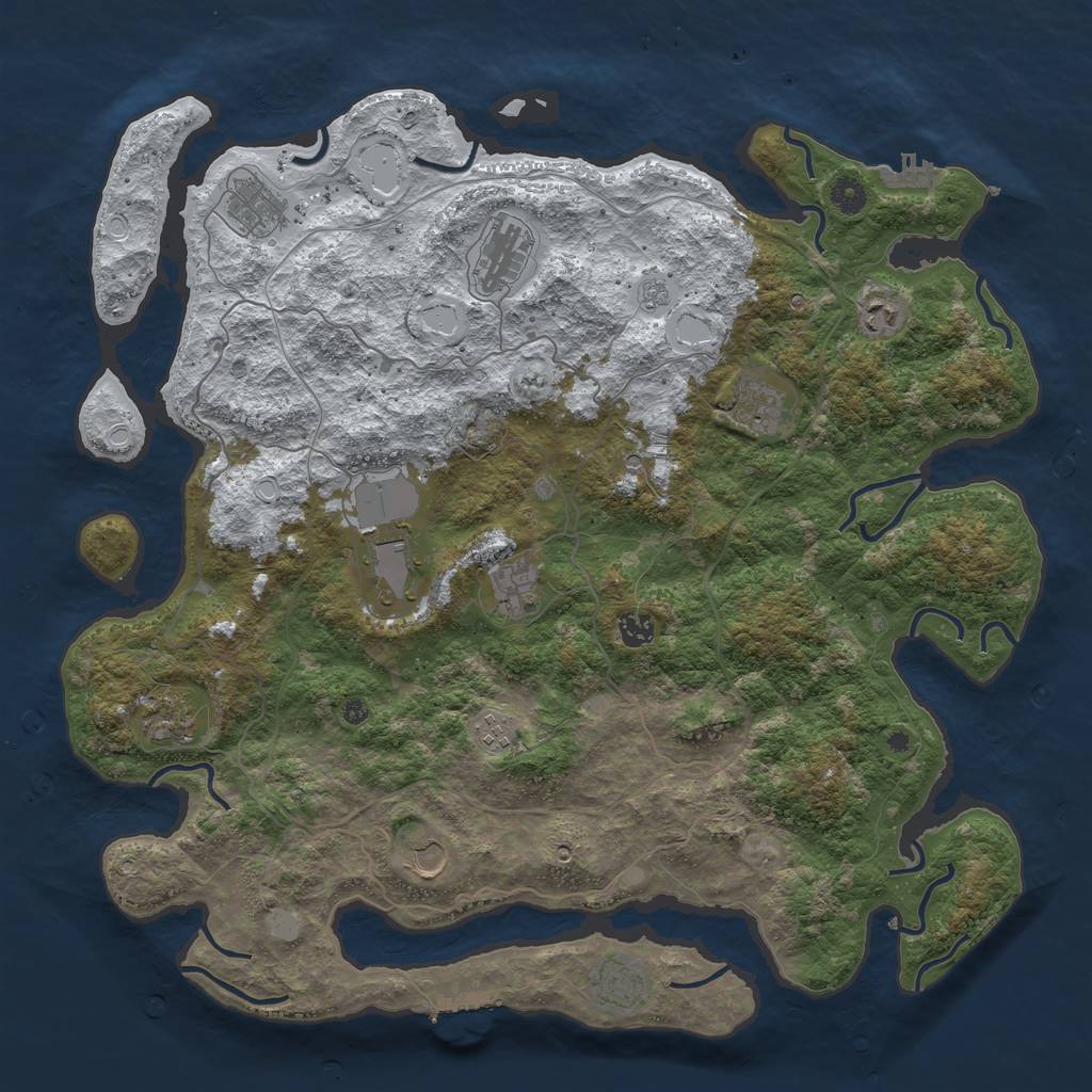 Rust Map: Procedural Map, Size: 4500, Seed: 4813221, 20 Monuments