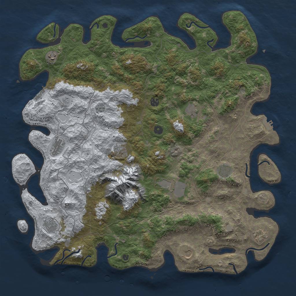 Rust Map: Procedural Map, Size: 5000, Seed: 1211945937, 20 Monuments