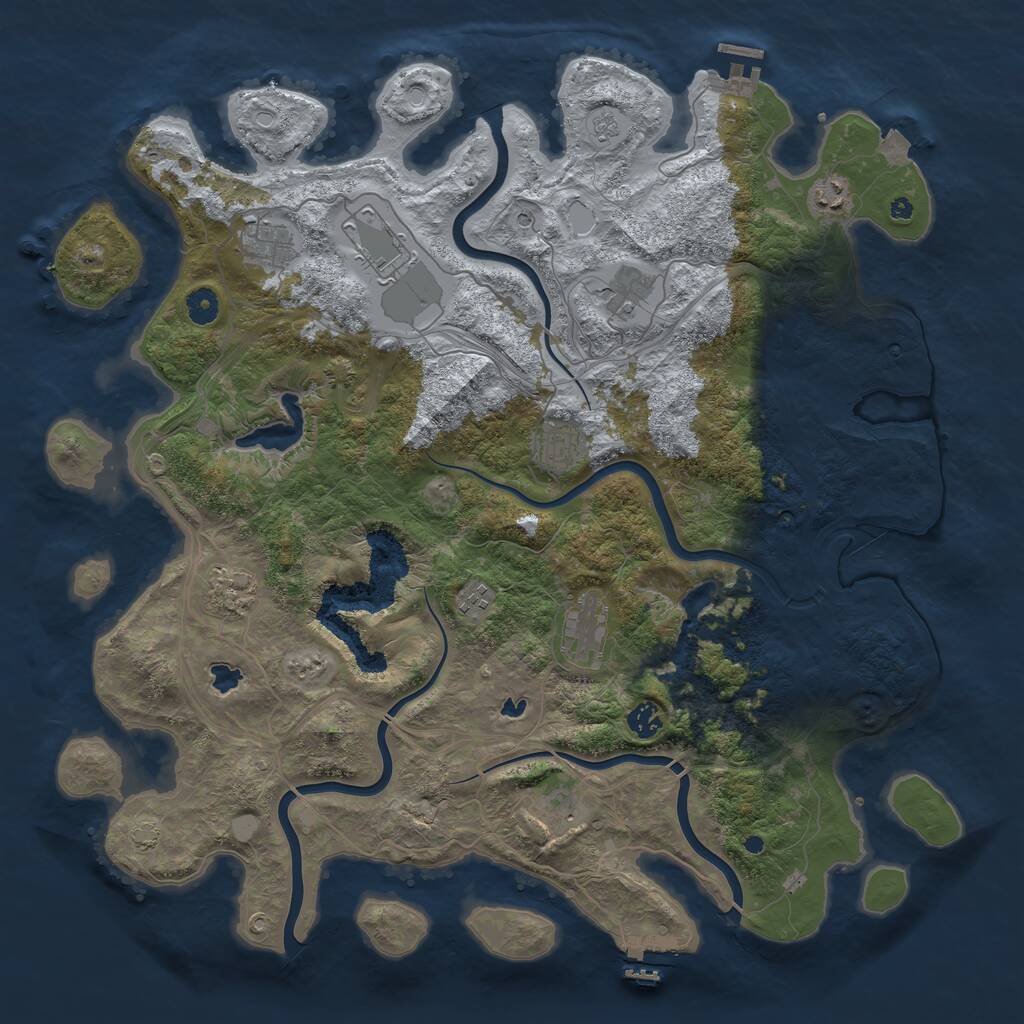 Rust Map: Procedural Map, Size: 4500, Seed: 2704564, 16 Monuments