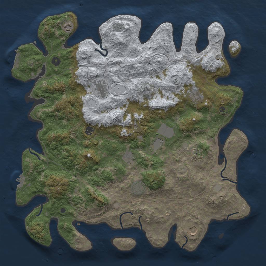 Rust Map: Procedural Map, Size: 4500, Seed: 694489, 19 Monuments