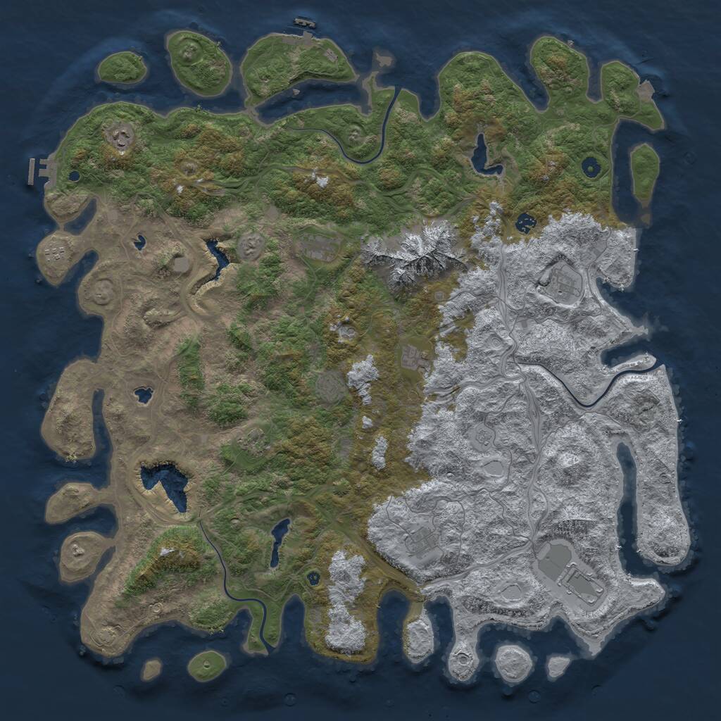 Rust Map: Procedural Map, Size: 5500, Seed: 1704, 16 Monuments