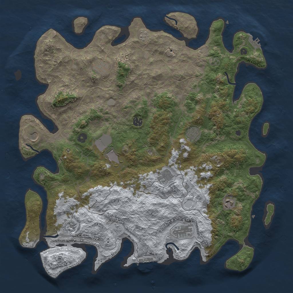 Rust Map: Procedural Map, Size: 4500, Seed: 4420942, 19 Monuments