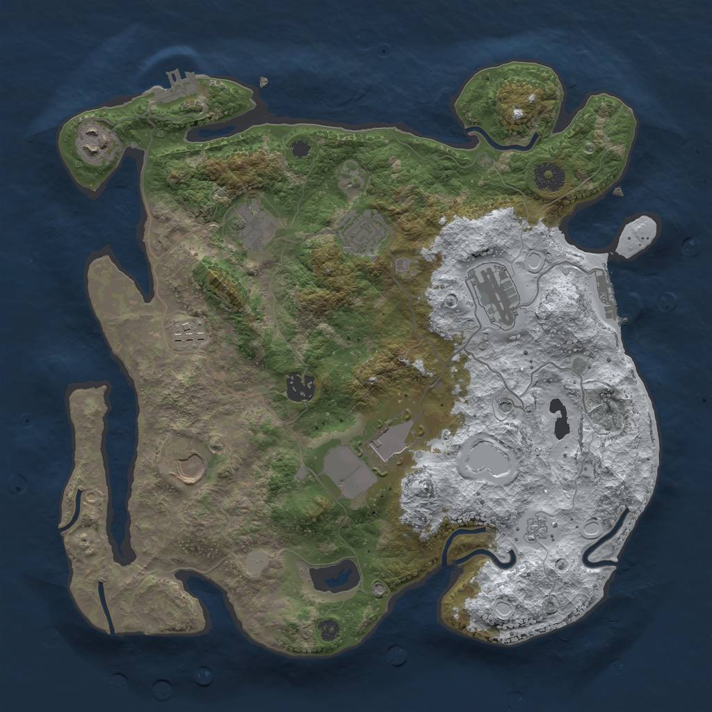 Rust Map: Procedural Map, Size: 3500, Seed: 689765, 17 Monuments