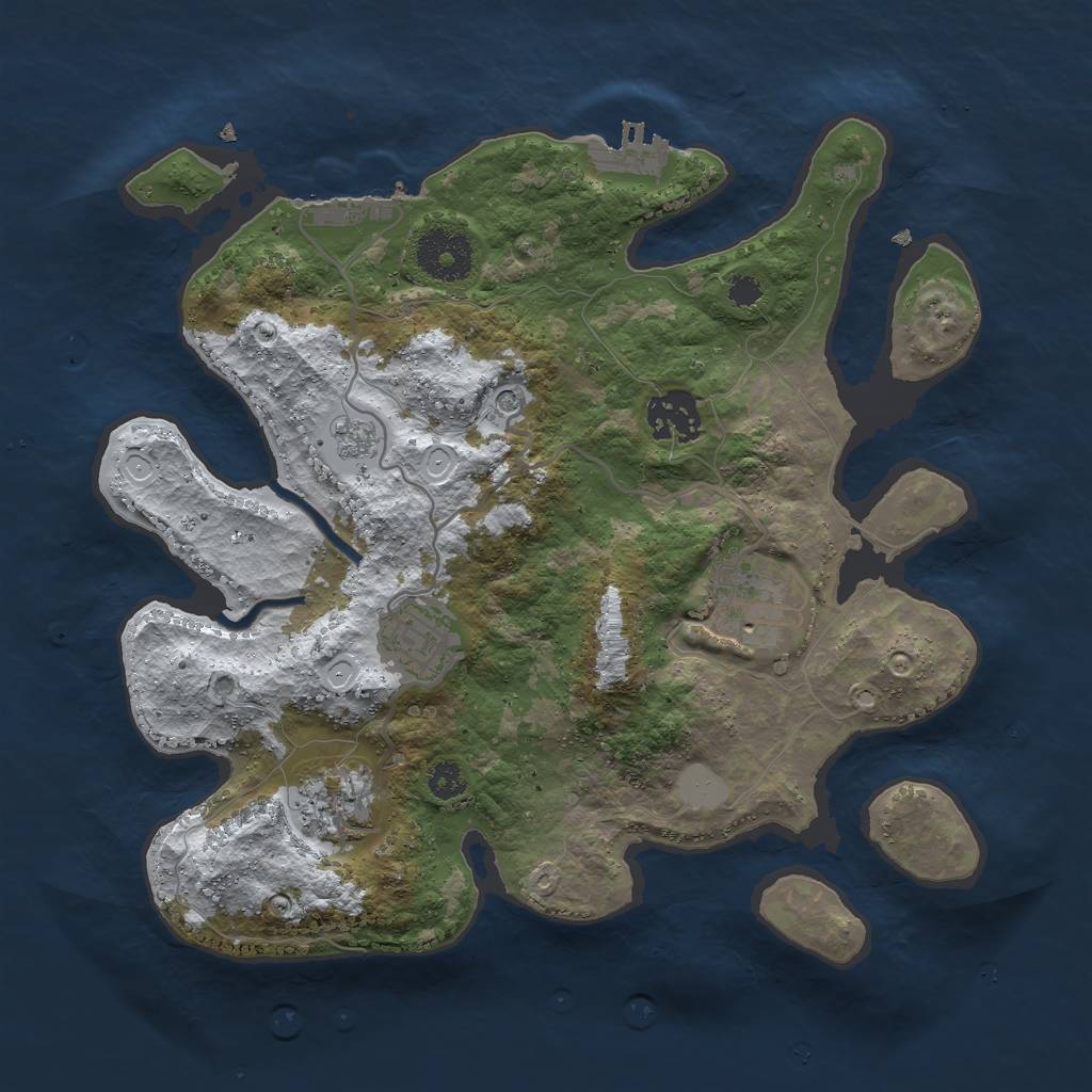Rust Map: Procedural Map, Size: 3000, Seed: 102839980, 13 Monuments