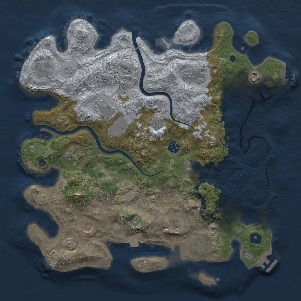 Rust Map: Procedural Map, Size: 3950, Seed: 261223728, 17 Monuments