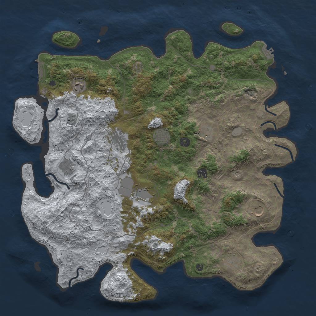 Rust Map: Procedural Map, Size: 4500, Seed: 627547, 19 Monuments
