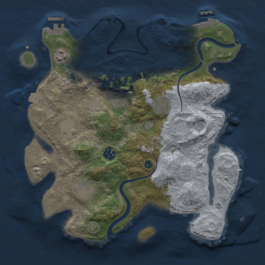 Rust Map: Procedural Map, Size: 3250, Seed: 3320037, 13 Monuments