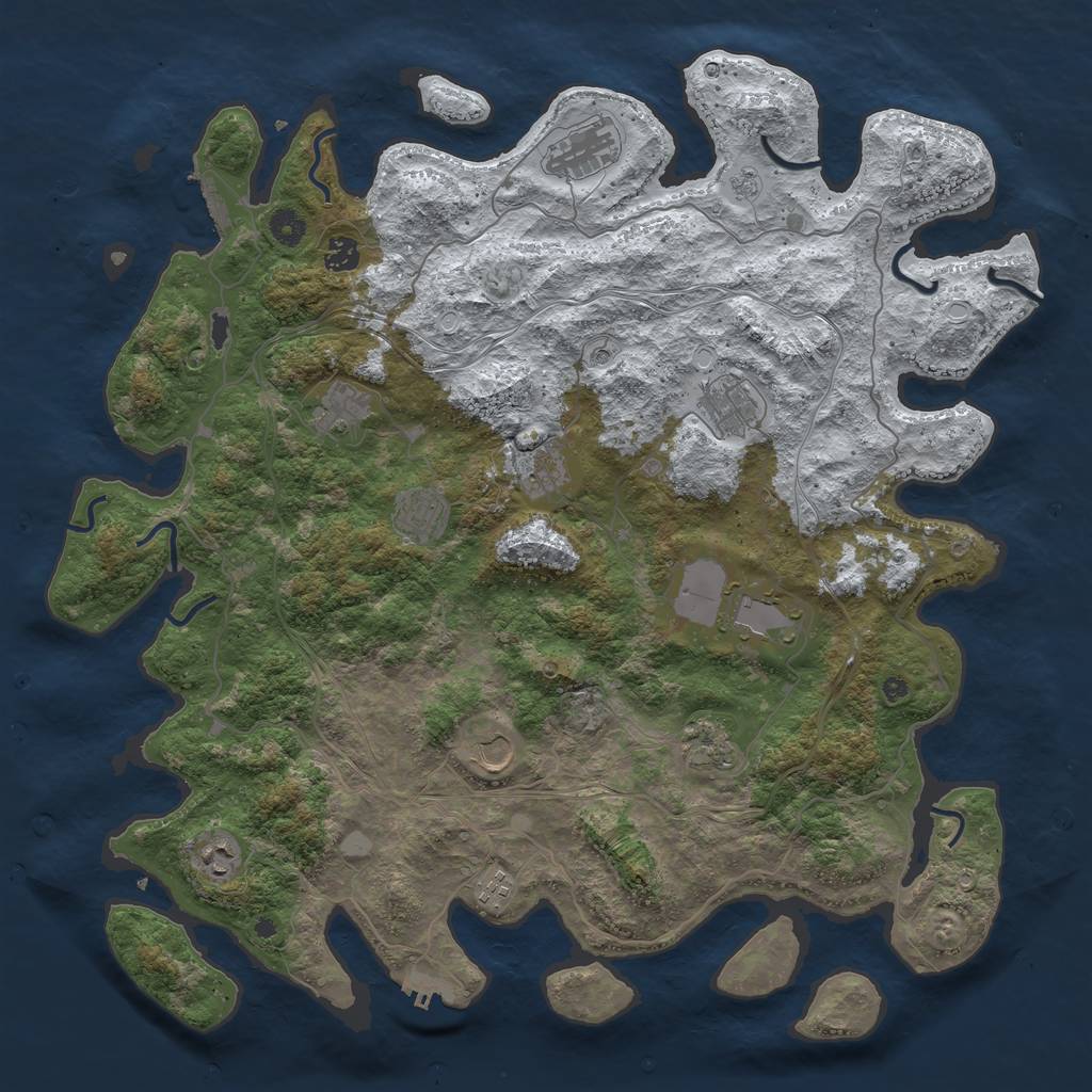 Rust Map: Procedural Map, Size: 4500, Seed: 1532217, 20 Monuments