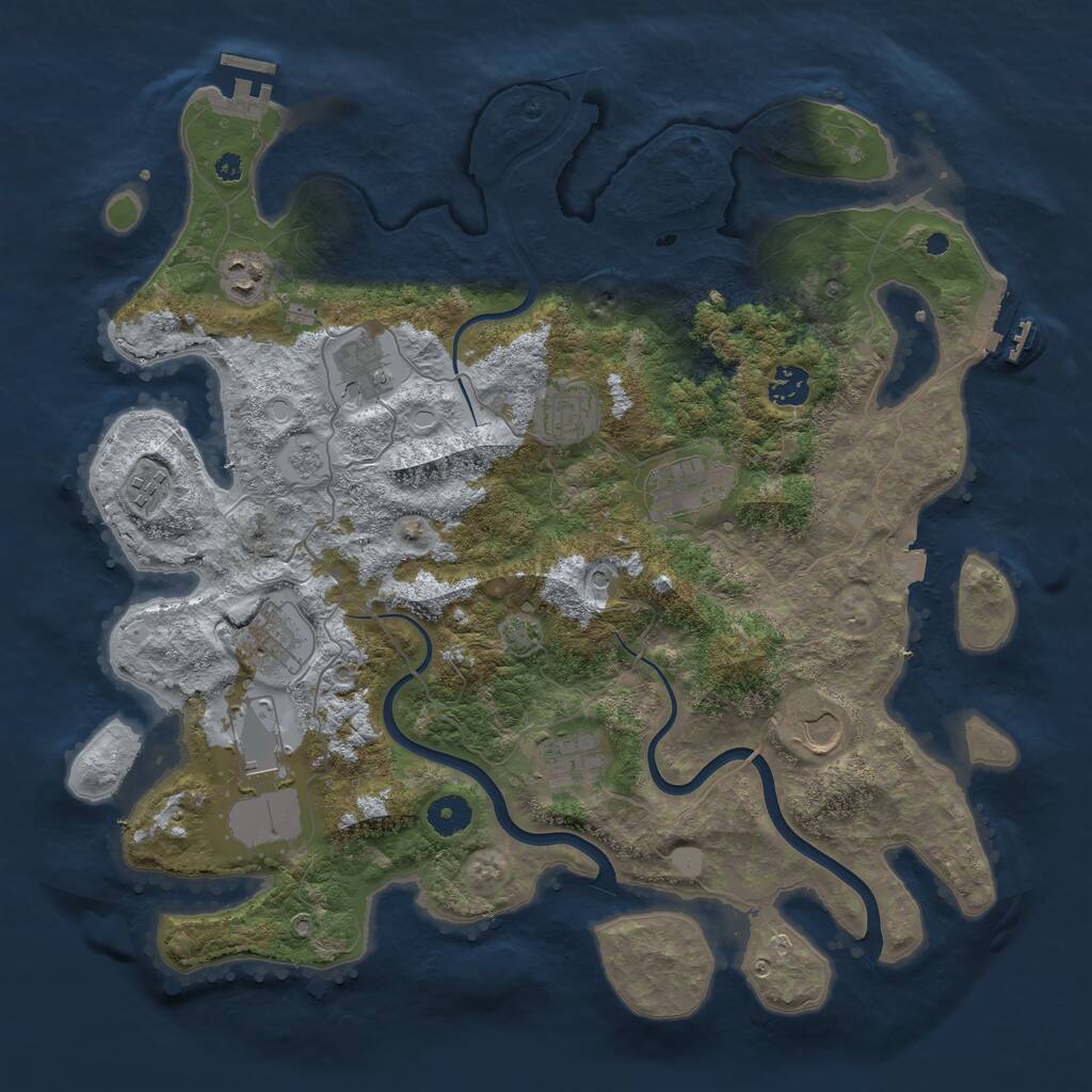 Rust Map: Procedural Map, Size: 3950, Seed: 203532157, 16 Monuments