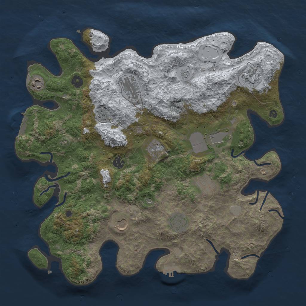 Rust Map: Procedural Map, Size: 3887, Seed: 1, 19 Monuments