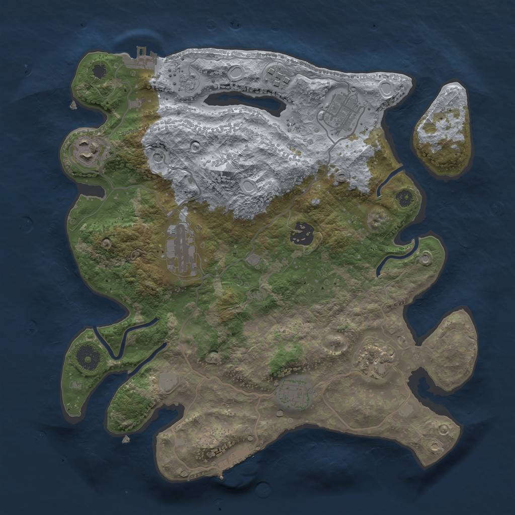 Rust Map: Procedural Map, Size: 3250, Seed: 6403209, 16 Monuments