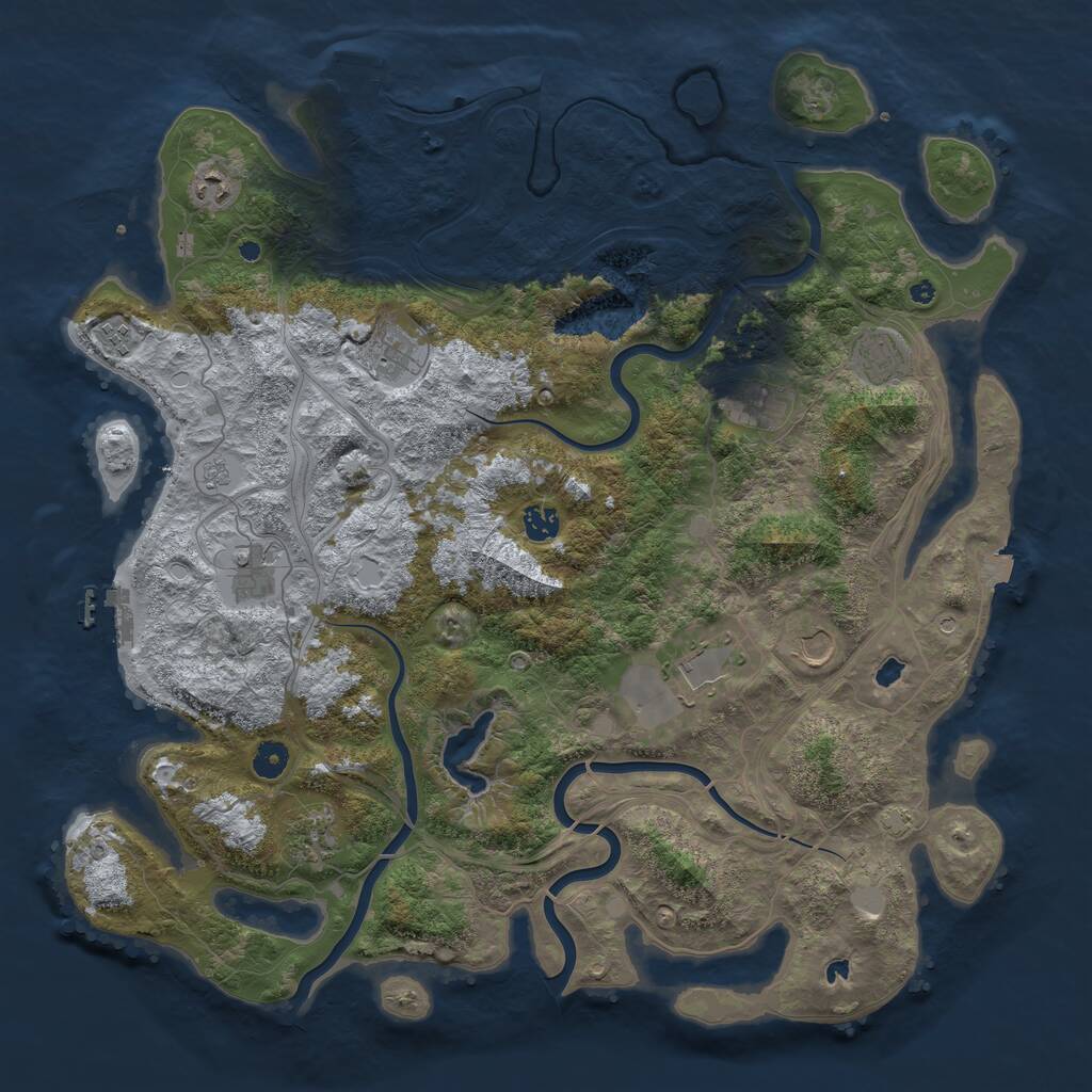 Rust Map: Procedural Map, Size: 4500, Seed: 2381341, 16 Monuments
