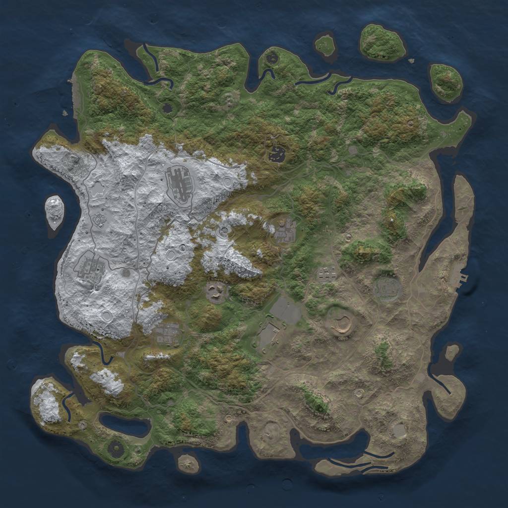Rust Map: Procedural Map, Size: 4500, Seed: 2381341, 19 Monuments