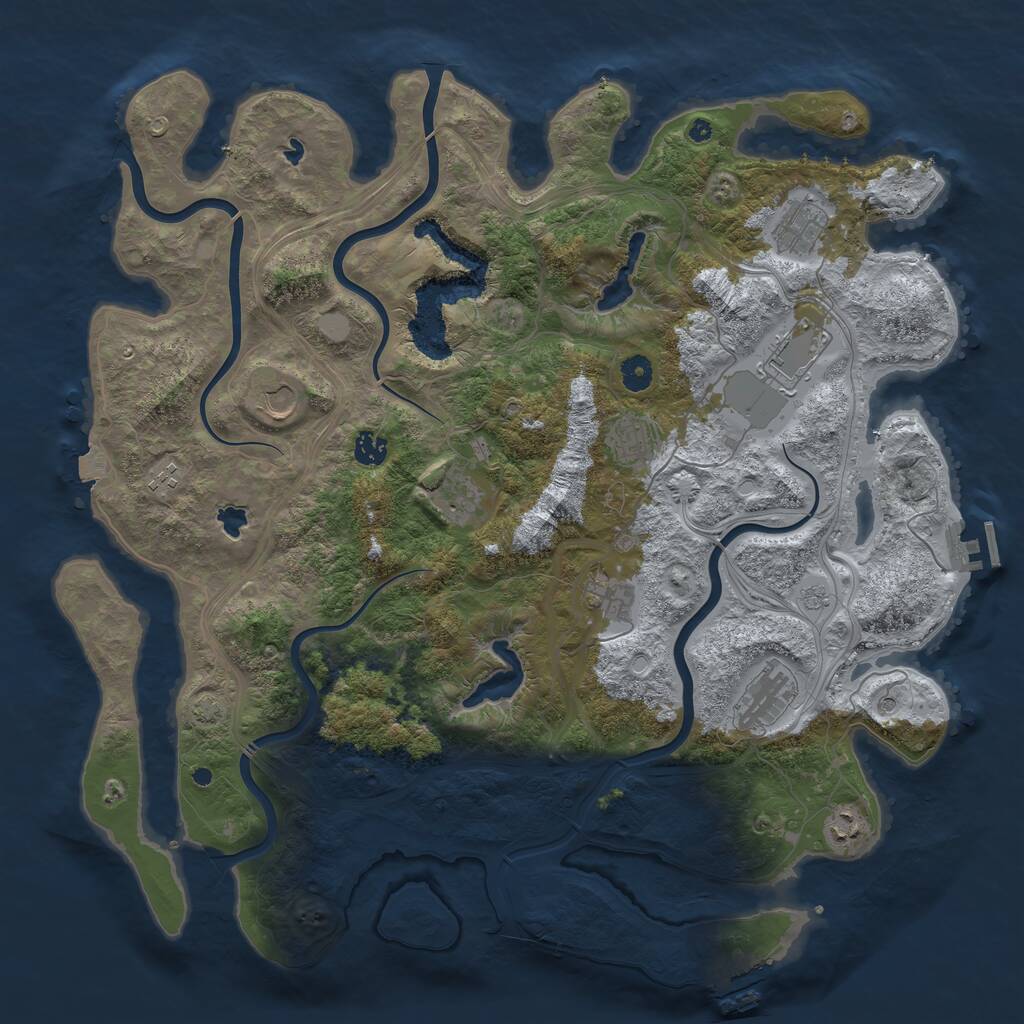 Rust Map: Procedural Map, Size: 4500, Seed: 5043368, 16 Monuments