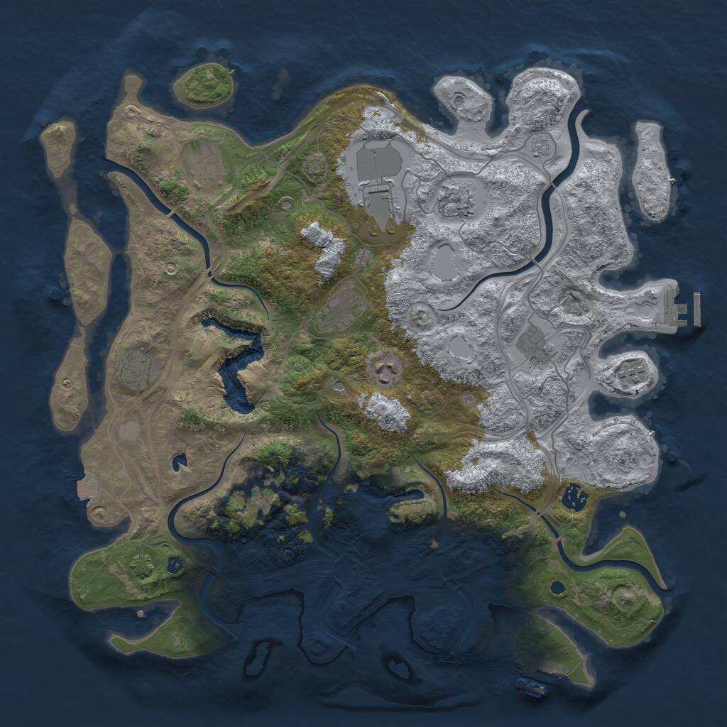 Rust Map: Procedural Map, Size: 4250, Seed: 506021, 16 Monuments