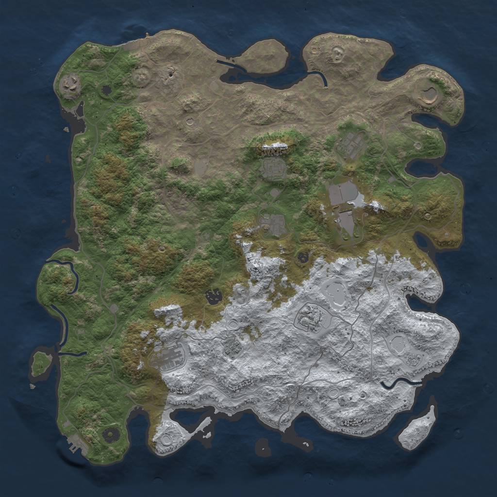Rust Map: Procedural Map, Size: 4500, Seed: 2693061, 19 Monuments