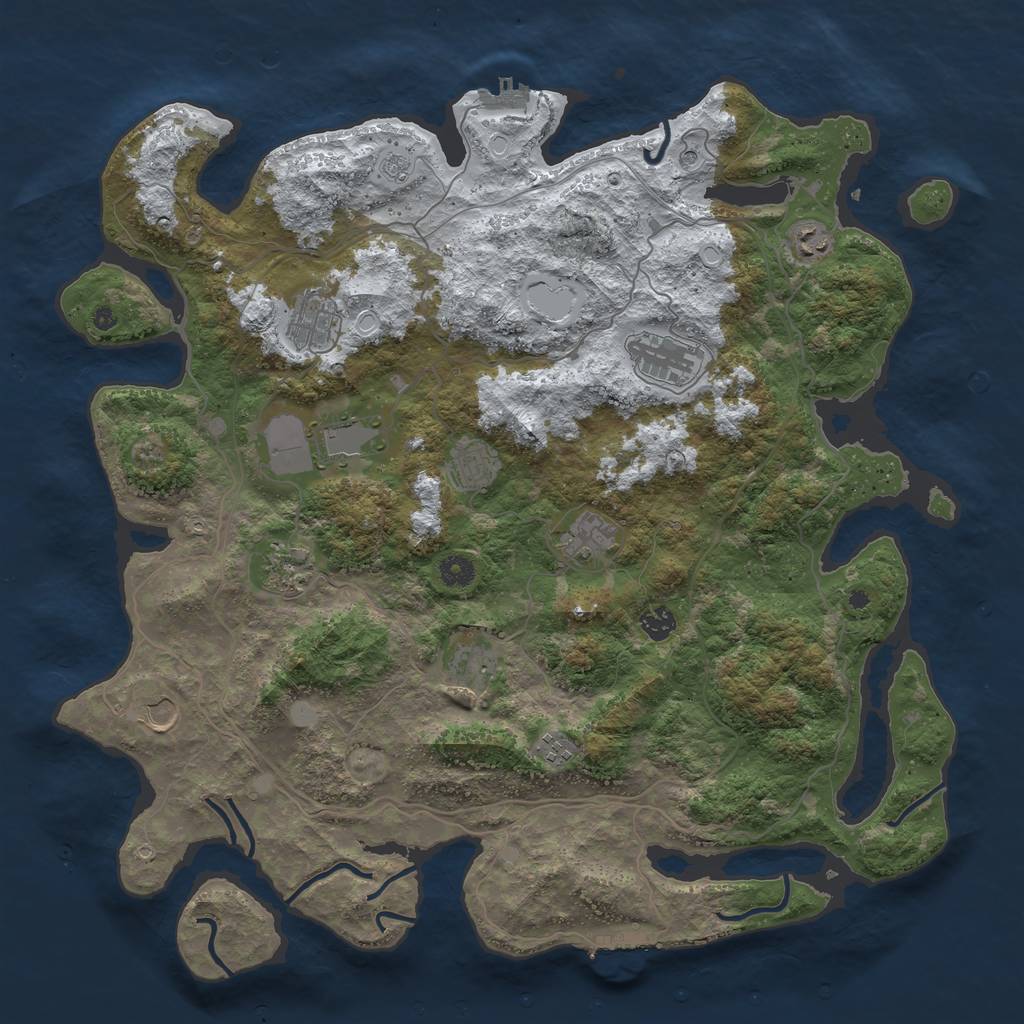 Rust Map: Procedural Map, Size: 4500, Seed: 5261598, 20 Monuments