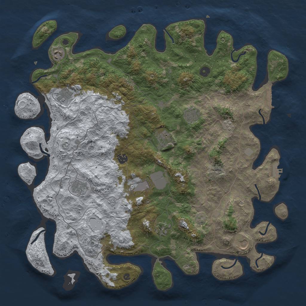 Rust Map: Procedural Map, Size: 4500, Seed: 344733, 19 Monuments