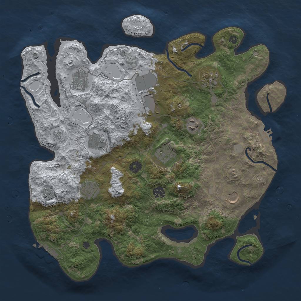 Rust Map: Procedural Map, Size: 3750, Seed: 341101681, 19 Monuments