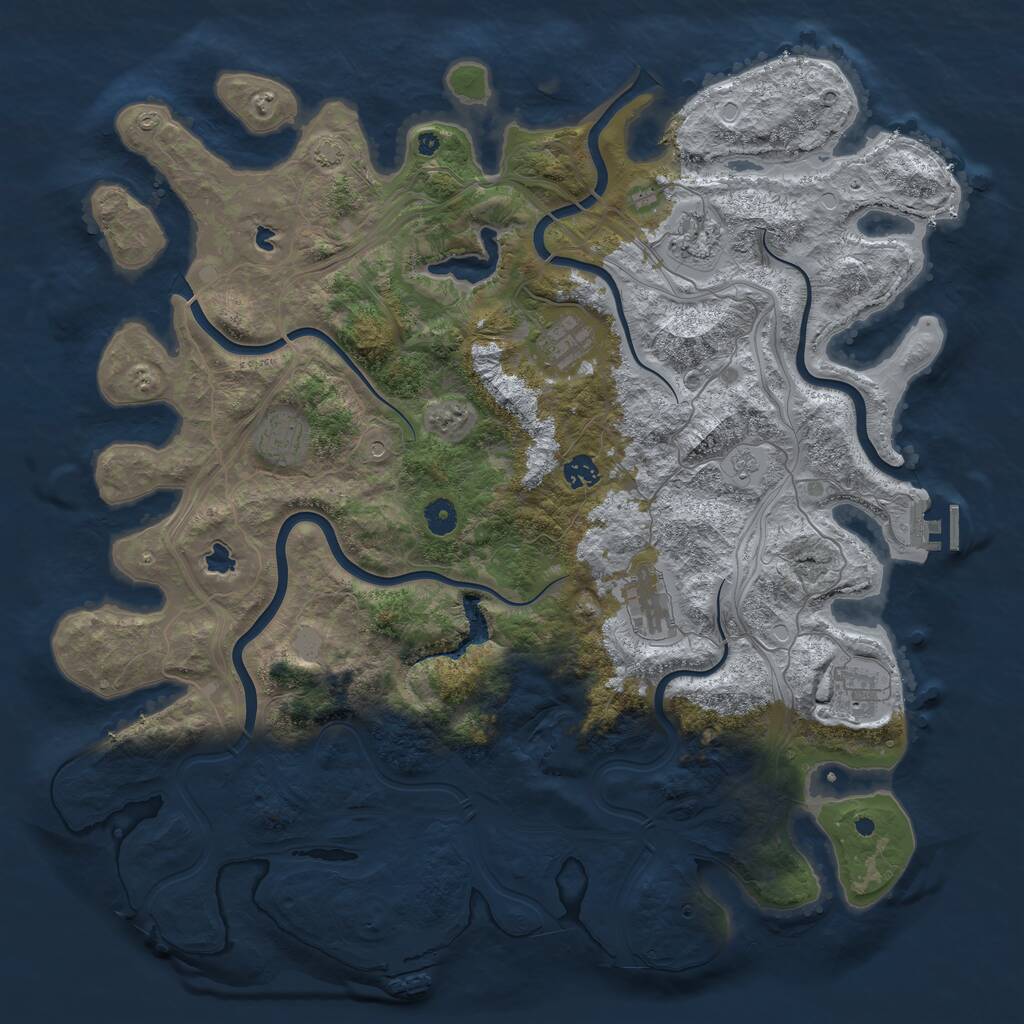 Rust Map: Procedural Map, Size: 4500, Seed: 2390700, 12 Monuments