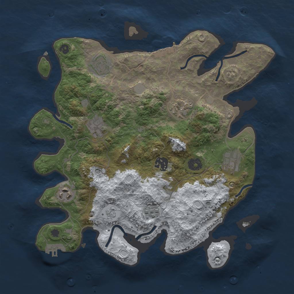 Rust Map: Procedural Map, Size: 3200, Seed: 52545, 16 Monuments