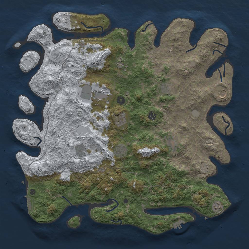 Rust Map: Procedural Map, Size: 4500, Seed: 1385393, 20 Monuments