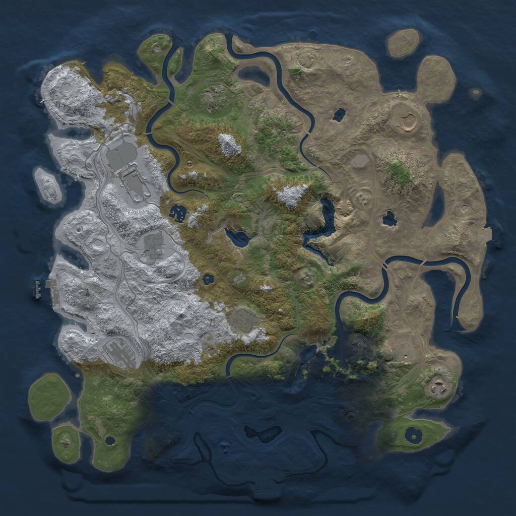 Rust Map: Procedural Map, Size: 4500, Seed: 5717161, 16 Monuments
