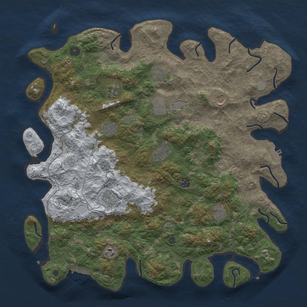 Rust Map: Procedural Map, Size: 4500, Seed: 526148, 20 Monuments