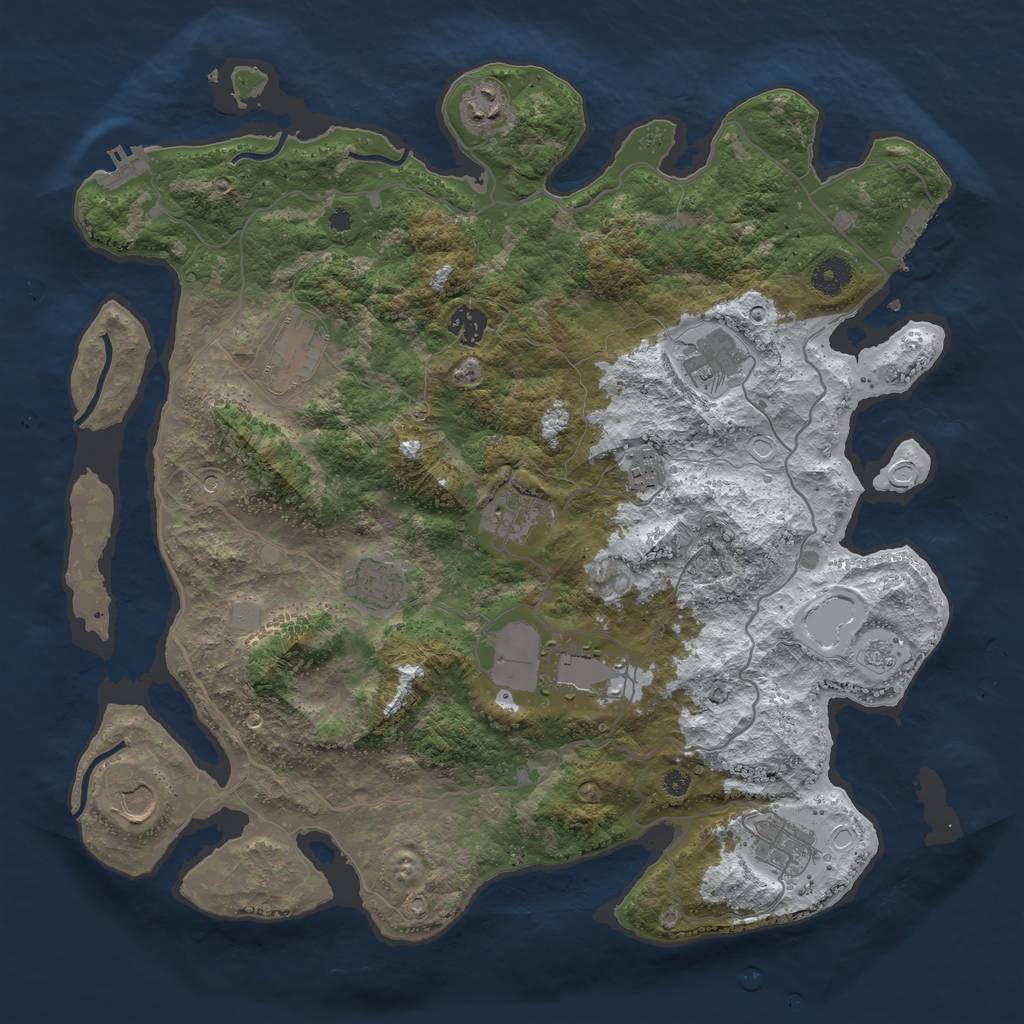 Rust Map: Procedural Map, Size: 4000, Seed: 86462699, 19 Monuments