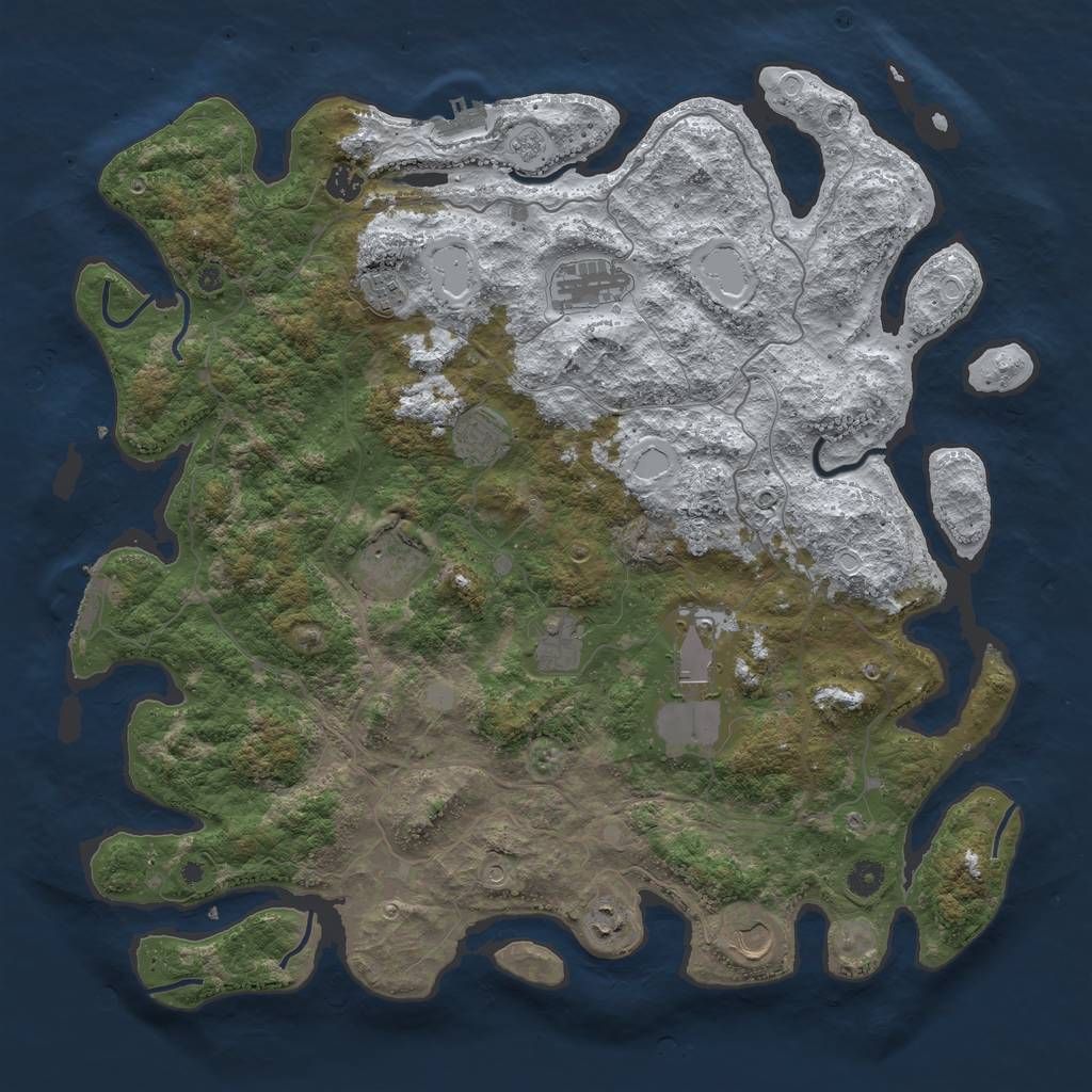 Rust Map: Procedural Map, Size: 4500, Seed: 841633, 18 Monuments