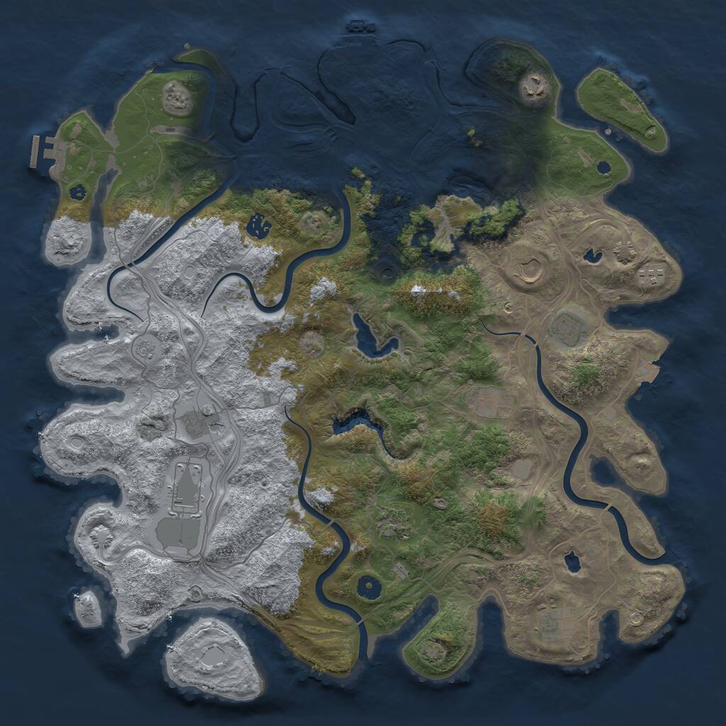 Rust Map: Procedural Map, Size: 4500, Seed: 5557806, 16 Monuments
