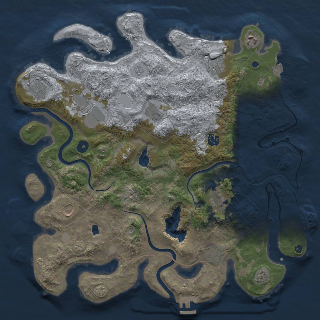 Rust Map: Procedural Map, Size: 4000, Seed: 492319559, 16 Monuments