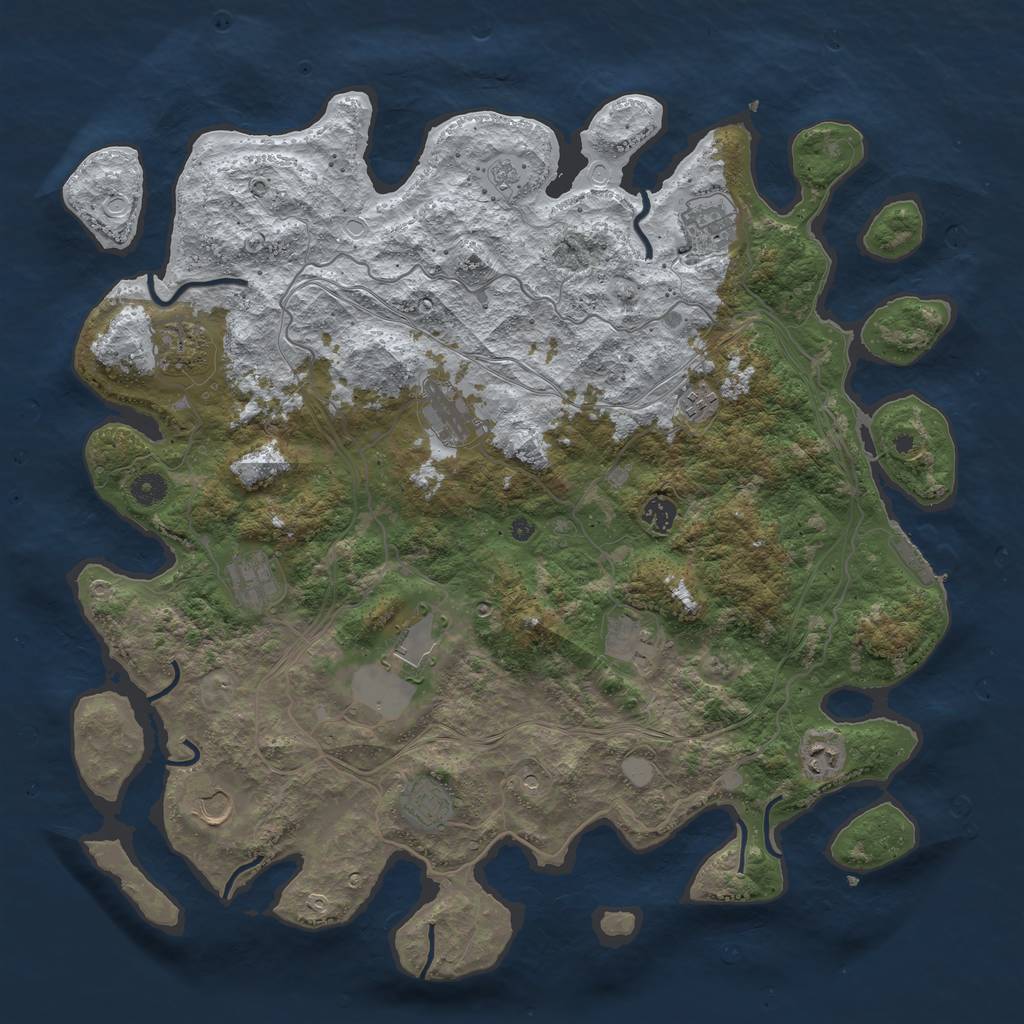Rust Map: Procedural Map, Size: 4500, Seed: 2893825, 19 Monuments