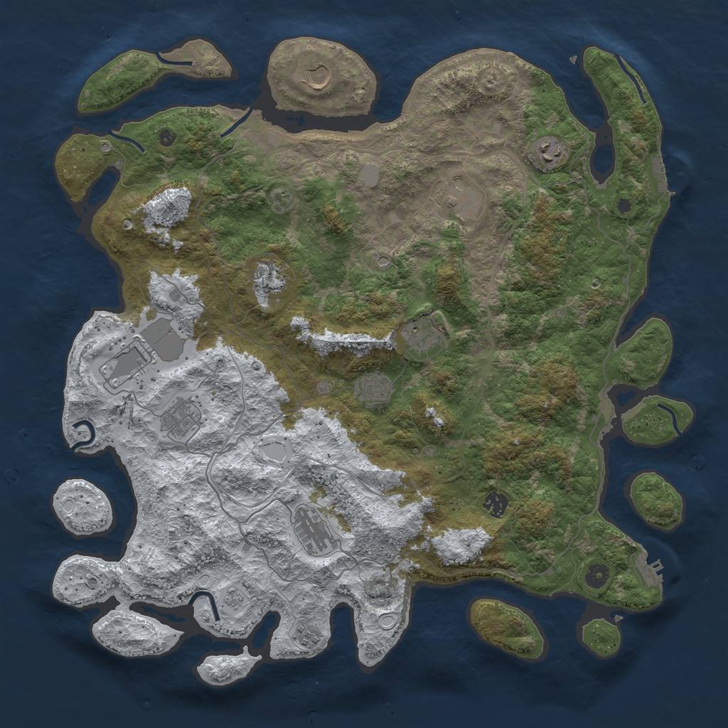Rust Map: Procedural Map, Size: 4500, Seed: 2888227, 20 Monuments
